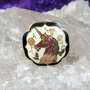 RARE Cloisonne Enamel Unicorn Brooch/Pin
